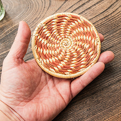 ネパールの手作りバンブーコースター 10.5cm - サブ4