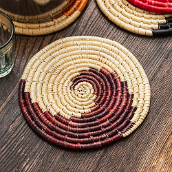 ネパールの手作りバンブーコースター 15.5cm ケトルサイズ - サブ3