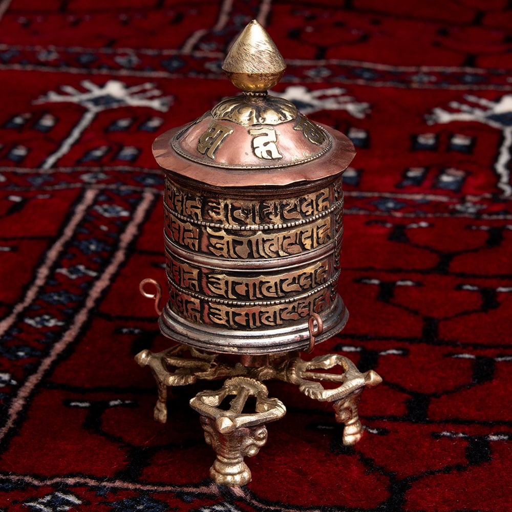 卓上マニ車 大 高さ：約13cm / チベット 宗教用品 仏具 吉祥文様 アジア チベタン エスニック インド 雑貨