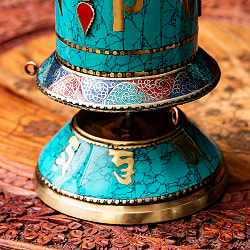 【高精細】ターコイズ装飾マニ車 [高さ：約21cm] - サブ5