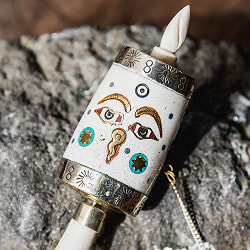 手持ちマニ車 水牛の骨製  [長さ：約18cm] - サブ2