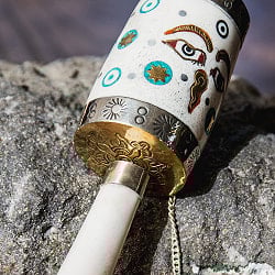 手持ちマニ車 水牛の骨製  [長さ：約18cm] - サブ5