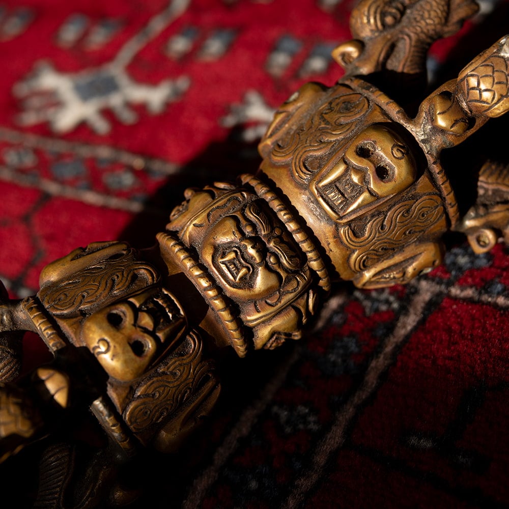 高品質】 ドルジェ（ヴァジュラ・金剛杵）[約31cm] 龍と骸骨 五鈷杵