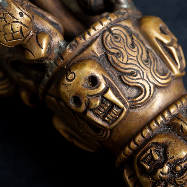 高品質】 ドルジェ（ヴァジュラ・金剛杵）[約31cm] 龍と骸骨 五鈷杵