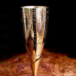 ネパールの真鍮製 ワイングラス ウォーターグラス 高さ24cm程度 - サブ2