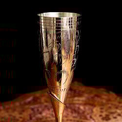 ネパールの真鍮製 ワイングラス ウォーターグラス 高さ24cm程度 - サブ3