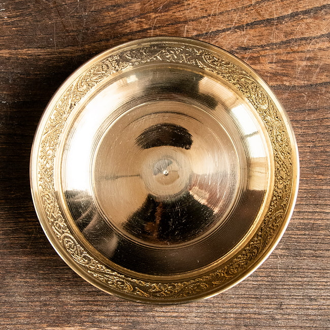 タルカリプレート 真鍮製 ネパールのカレー小皿 装飾入り 直径11cm 3 - 上からの様子です。