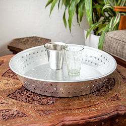【送料無料・3個セット】インドの透かし彫り軽量アルミ水盆 - 外径：約31.5cm - サブ2