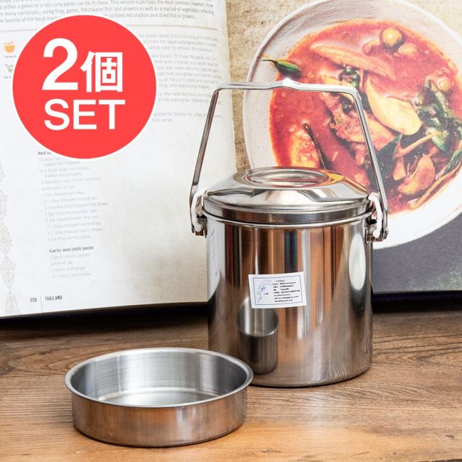 【送料無料・2個セット】〔12cm 1.3L〕ブッシュクラフトの定番　ビリー缶・ビリーポット　リーズナブルなニワトリブランドの写真セット,ビリカン,ビリーカン,ビリーポット,焚火缶,キャンプ,野営,ソロキャンプ,トライポッド,フードストッカー,弁当箱,炊飯