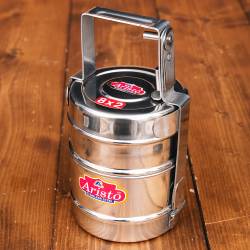 【送料無料・3個セット】鍵が掛かる！インド2段ボンベイ弁当箱　ダッバーワーラー仕様【直径:約10cm 高さ:約19.5cm】 - サブ5