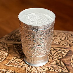 【12個セット】インド伝統唐草エンボスのアルミカップ - 高さ：約12cm　約350ml - サブ2