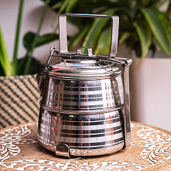 【送料無料・3個セット】【2段】インドのステンレス弁当箱[17cm] - サブ2