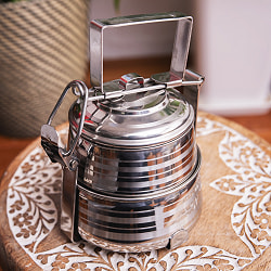 【送料無料・3個セット】【2段】インドのステンレス弁当箱[17cm] - サブ5