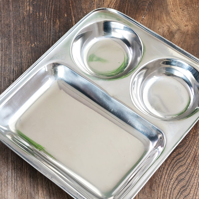 【送料無料・4個セット】3分割ランチプレート 【四角】 約26.2cm x 約22.2cm 3 - 拡大写真です