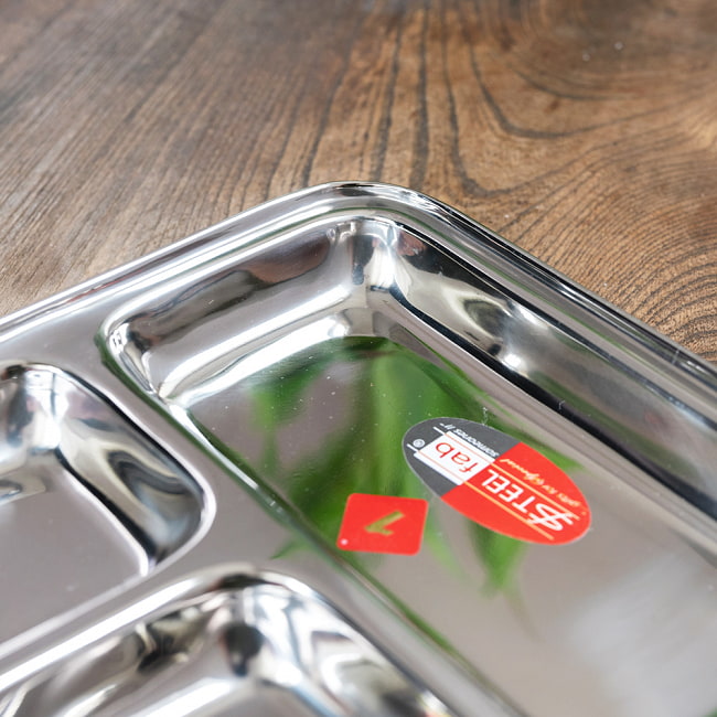 【送料無料・4個セット】3分割ランチプレート No.1〔約21cm x 約21.3cm〕 深めで沢山入る! 6 - こちらにご飯などを入れます