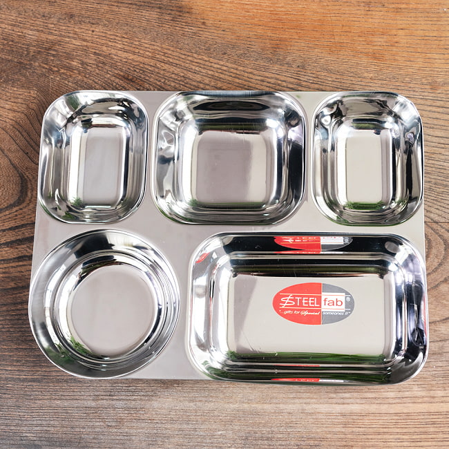 【送料無料・2個セット】5分割　長方形ランチプレート〔約26cmx 約20cm〕　深めで沢山入る！スタイリッシュなデザイン 4 - 上からの写真です