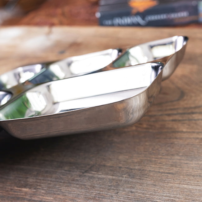 【送料無料・2個セット】5分割　長方形ランチプレート〔約26cmx 約20cm〕　深めで沢山入る！スタイリッシュなデザイン 9 - 側面から写真です