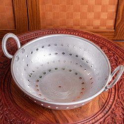 【3個セット】軽量リーズナブルなアルミニウム カダイ インドの食器&鍋【直径約21.5cm】 - サブ3