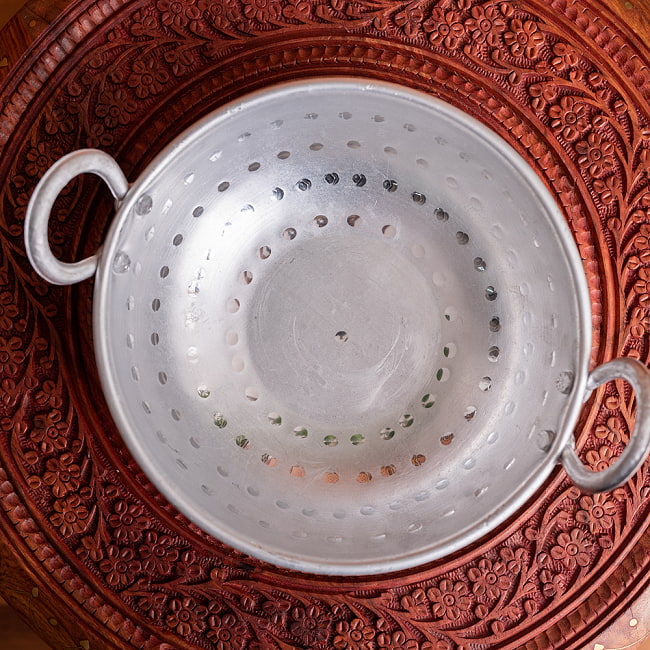 【3個セット】軽量リーズナブルなアルミニウム カダイ インドの食器&鍋【直径約21.5cm】 4 - 上からの写真です