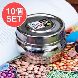 【10個セット】ステンレスのマサラケース・小物入れ 直径：約7.5cm - メイン