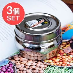 【3個セット】ステンレスのマサラケース・小物入れ 直径：約7.5cm - メイン