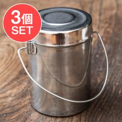【3個セット】【ハンドル付き！】ステンレスのミニマサラケース・小物入れ 高さ：8.5cm程度 - メイン