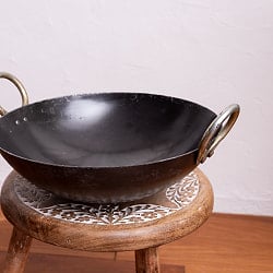 【3個セット】インドの屋台用鉄製カダイ(インド鍋 鉄鍋) - 直径約30.5cm - サブ3