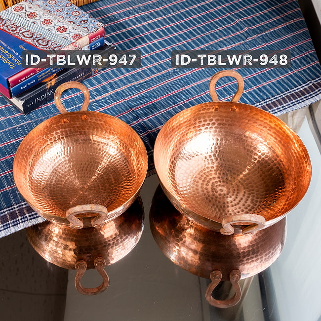 【6個セット】槌目仕立て高級調理用カダイ 銅製 - 直径27.5cm 9 - 類似品とのサイズ比較です。こちらは【ID-TBLWR-948】です。