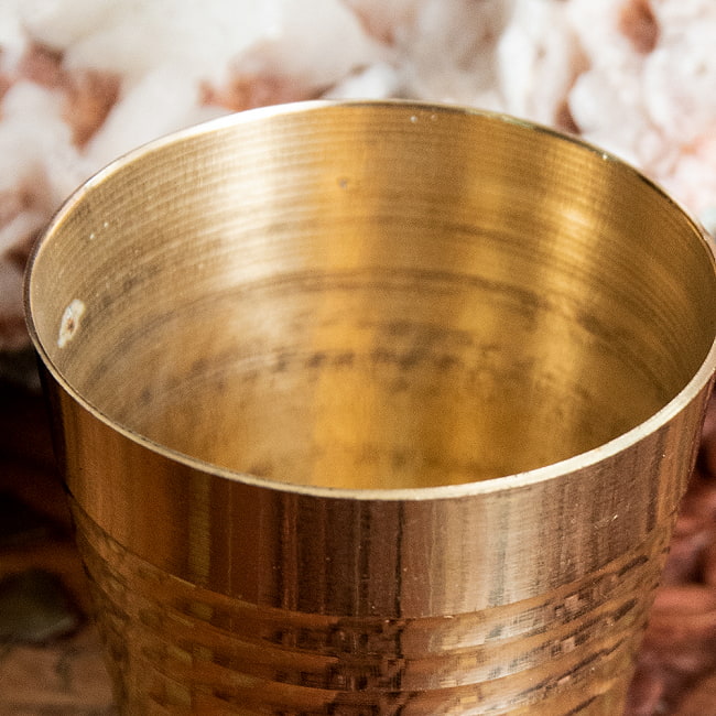 【3個セット】インドの礼拝用 ブラス製 プージャグラス カップ 高さ：約4.8cm 3 - フチの部分