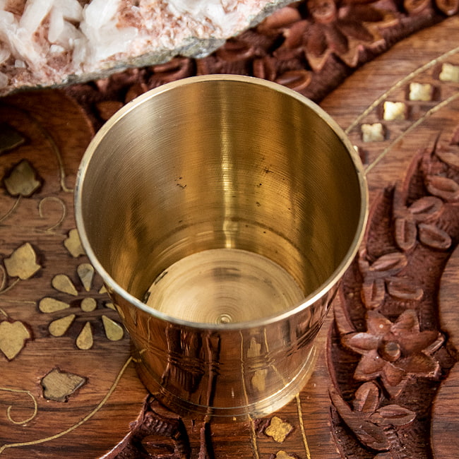 【3個セット】インドの礼拝用 ブラス製 プージャグラス カップ 高さ：約5.7cm 4 - 上から見てみました。