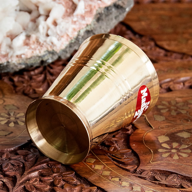 【3個セット】インドの礼拝用 ブラス製 プージャグラス カップ 高さ：約6.7cm 5 - 底面の様子です。