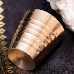 【5個セット】インドの礼拝用 ブラス製 プージャグラス カップ[約4cm×約4cm] - サブ5