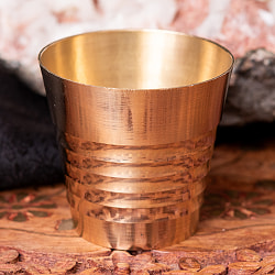 【5個セット】インドの礼拝用 ブラス製 プージャグラス カップ[約4.5cm×約4.8cm] - サブ2