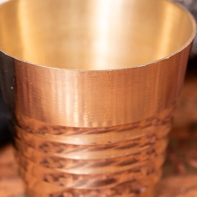 【5個セット】インドの礼拝用 ブラス製 プージャグラス カップ[約4.5cm×約4.8cm] 3 - 拡大写真です