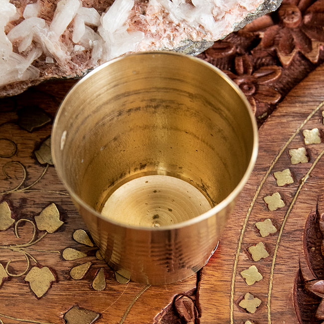 【5個セット】インドの礼拝用 ブラス製 プージャグラス カップ 高さ：約4.8cm 4 - 上から見てみました。