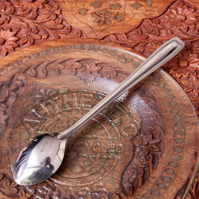 【6個セット】レトロな雰囲気漂う インド製 ソーダスプーン 柄が長い クリームソーダ パフェ フロート デザートに最適 9 - 裏面です