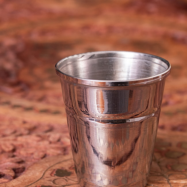 【3個セット】小さなステンレスのチャイカップ　プージャグラス　ショットグラスサイズ〔約5cm 約45ml〕 5 - 拡大写真です