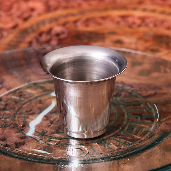 【3個セット】小さなステンレスのチャイカップ　プージャグラス　ショットグラスサイズ〔約4.4cm 約40ml〕 3 - 全体写真です