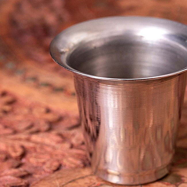 【3個セット】小さなステンレスのチャイカップ　プージャグラス　ショットグラスサイズ〔約4.4cm 約40ml〕 5 - 拡大写真です