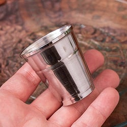 【12個セット】小さなステンレスのチャイカップ　プージャグラス　ショットグラスサイズ〔約5cm 約45ml〕 - サブ2