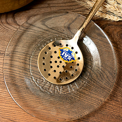 【3個セット】高級感のある槌目模様インドのブラスレードル ラドル スプーン　穴あり　約27cm - サブ3