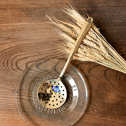 【3個セット】高級感のある槌目模様インドのブラスレードル ラドル スプーン　穴あり　約27cm - サブ4