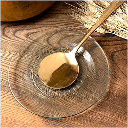 【3個セット】高級感のある槌目模様インドのブラスサーブスプーン　約27cm - サブ5