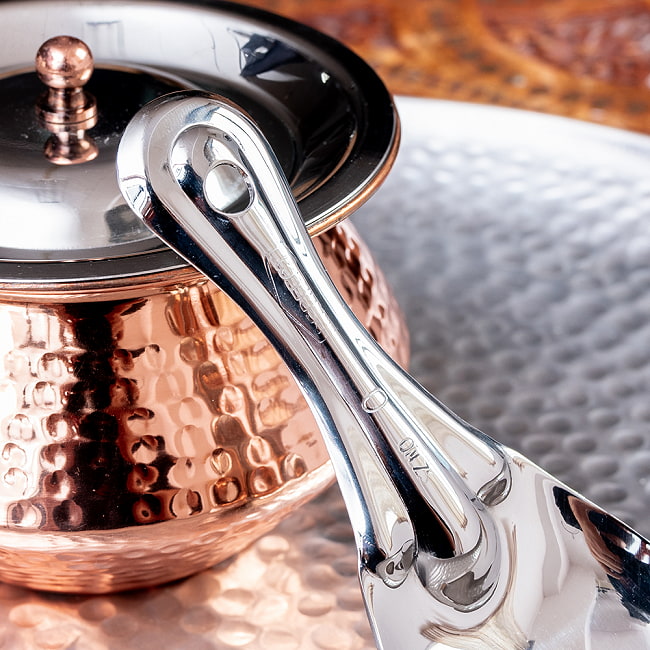 【3個セット】インドのしゃもじ　サービングスプーン　ライスやビリヤニの取り分け等へ サーバースプーン　ステンレス製　[16cm] 6 - 柄の部分です。穴が空いているので引っ掛けておくこともできます。