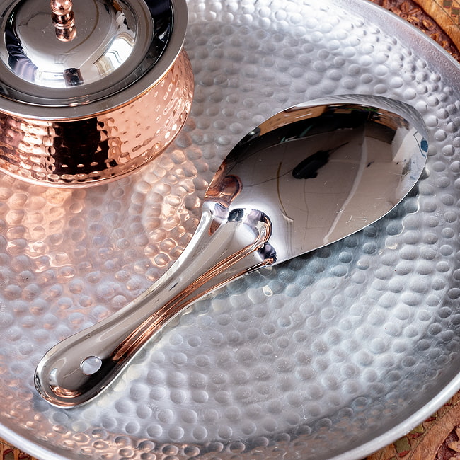 【3個セット】インドのしゃもじ　サービングスプーン　ライスやビリヤニの取り分け等へ サーバースプーン　ステンレス製　[25.5cm] 7 - 裏面です