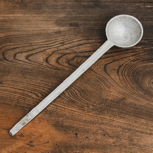 【3個セット】現地感ありすぎるネパールのアルミお玉 ダールレードル 3 - 全体図です。