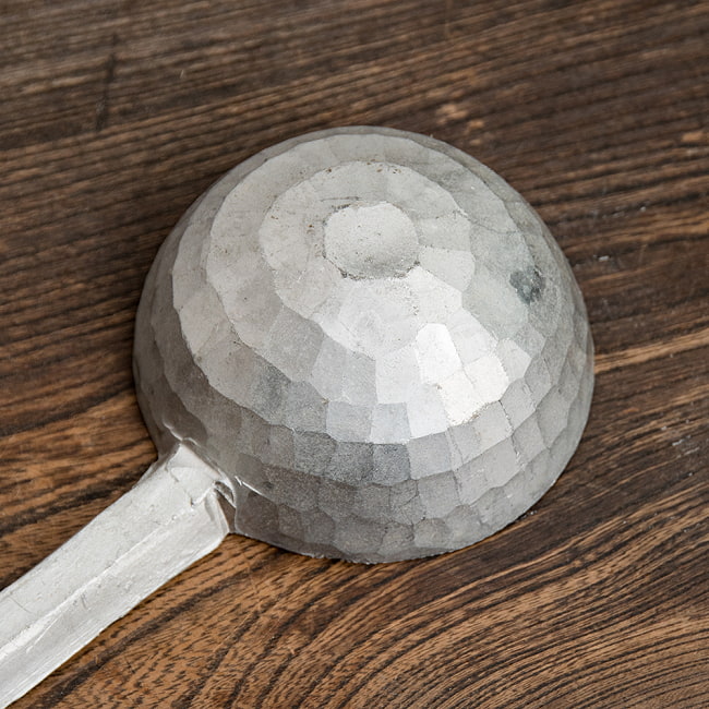 【3個セット】現地感ありすぎるネパールのアルミお玉 ダールレードル 7 - ハンマーの打痕がかっこいい！