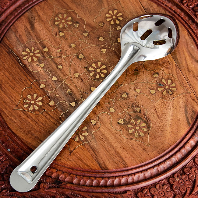 【6個セット】【インドの大スプーン】取り分け等に サブジスプーン 26cm 5 - 裏面の様子です。