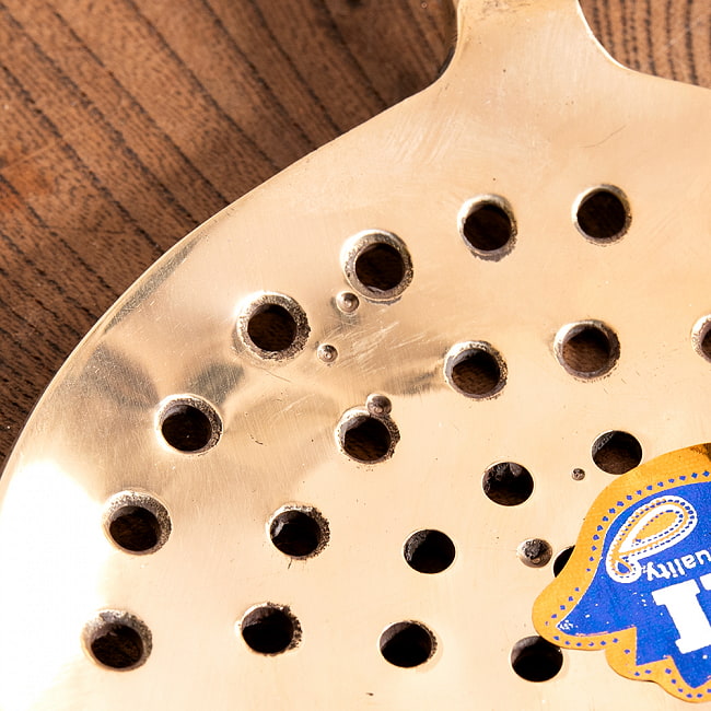 【6個セット】高級感のある槌目模様インドのブラスレードル ラドル スプーン　穴あり　約27cm 8 - 作成工程でできた溝、傷、汚れなどがある場合がございます。