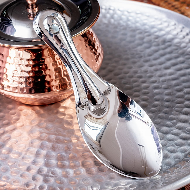 【6個セット】インドのしゃもじ　サービングスプーン　ライスやビリヤニの取り分け等へ サーバースプーン　ステンレス製　[16cm] 4 - 全体写真です